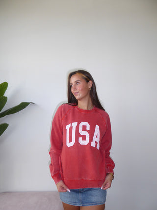 Red USA Crewneck Sweatshirt