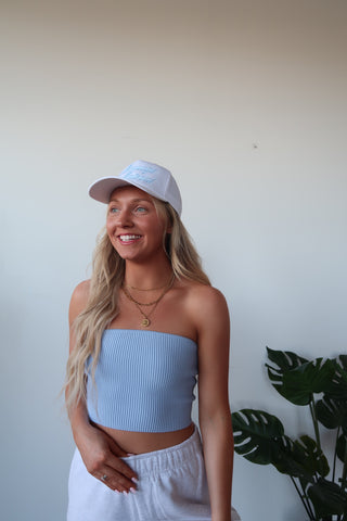 Light Blue Ribbed Tube Top