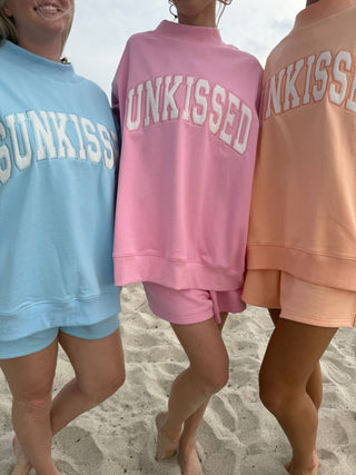 Papaya Orange Varsity Sunkissed Embroidered Mockneck Sweatshirt
