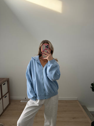 Baby Blue Staple Oversized Zip-Up Hoodie