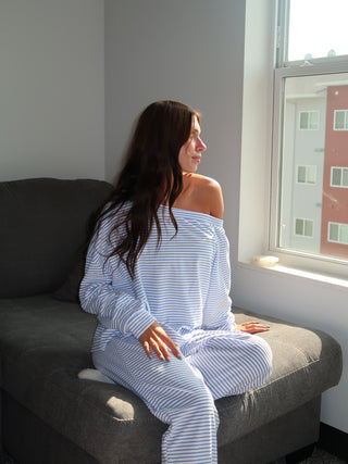 Light Blue and White Striped Top