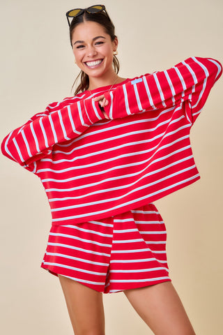 Red/Baby Blue Striped Lounge Long Sleeve