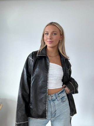 Vintage Styled Faux Leather Jacket