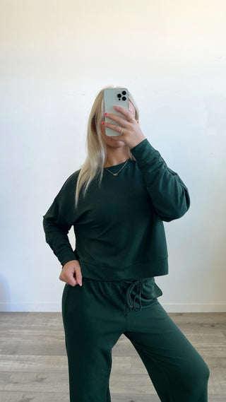 Deep Forest Butter Soft Dropped Shoulder Crew Neck