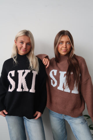 Black & Pink Knit Ski Sweater