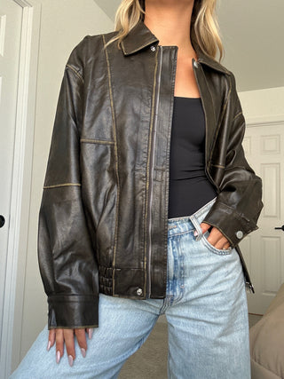 Vintage Style Faux Leather Jacket