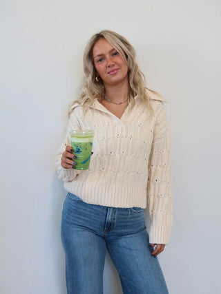 V-Neck Chunky Knit Sweater