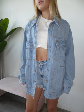 Hidden Light Oversized Denim Shacket