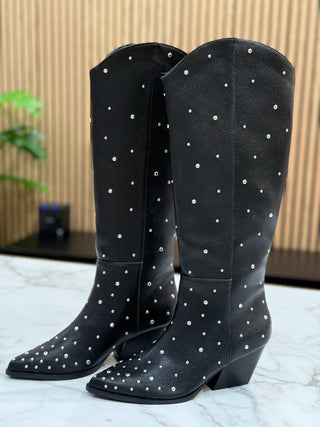 Billini Zoelle Black Cowgirl Boots with studs