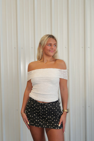 White Lace Off Shoulder Top