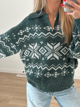 Load image into Gallery viewer, Snowflake Oversized Sweater Quarter Zip
