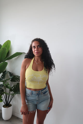 Kulani Kinis Knit Halter Tank Top - Sunny Honey