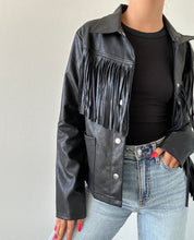 Load image into Gallery viewer, Faux Leather Fringe Jacket
