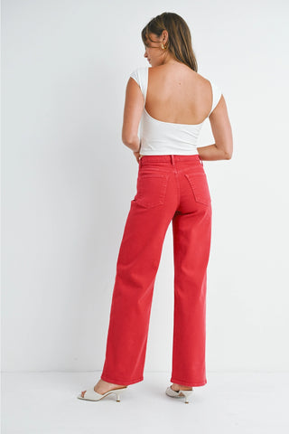 JBD Vintage Red Relaxed Wide Leg Jeans