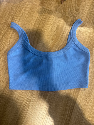 Blue Ribbed Bra Top
