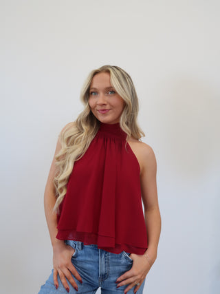 Red Ruffle Halter Top