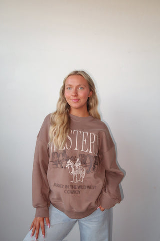 “Western” Embroidered Crewneck