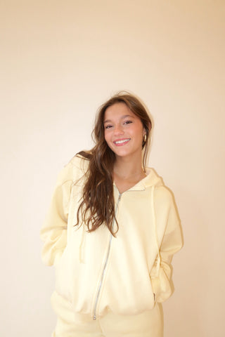 Pale Yellow Staple Oversized Zip Up