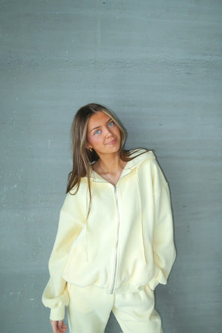 Pale Yellow Staple Oversized Zip Up