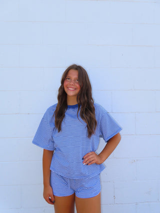 Royal Blue Striped Shorts