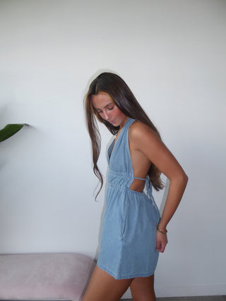 Denim Halter Romper