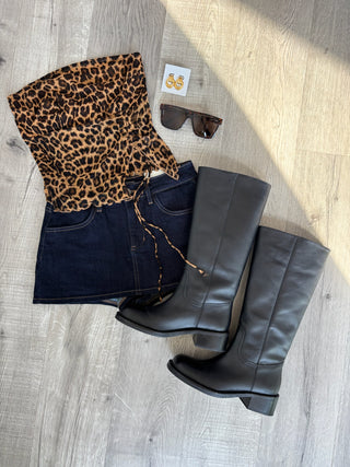 Leopard Side Slit Tube Top
