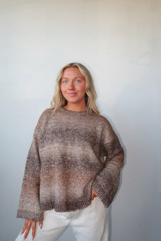 Brown Ombré Oversized Sweater