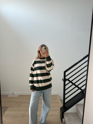 Green And Ivory Stripe Sweater