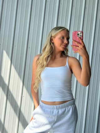 White Everyday Square Neck Cami
