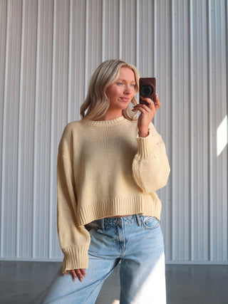 Pale Yellow Ballon Sleeve Sweater
