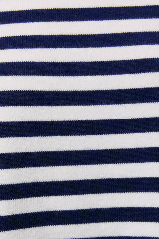 Fold Over Low Rise Knit Shorts - Navy/White Stripe