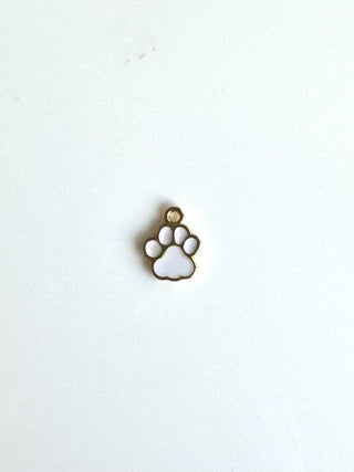 White & Gold Paw Print Charm