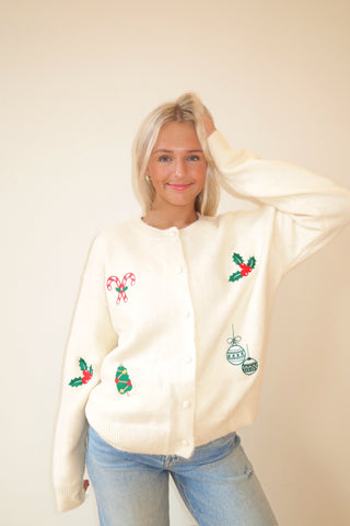 Christmas Patch Cardigan Sweater