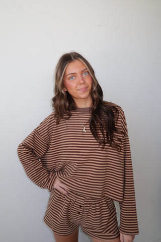 Cozy Brown Striped Shorts