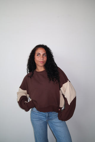 Espresso/Bone Color Block Sweatshirt