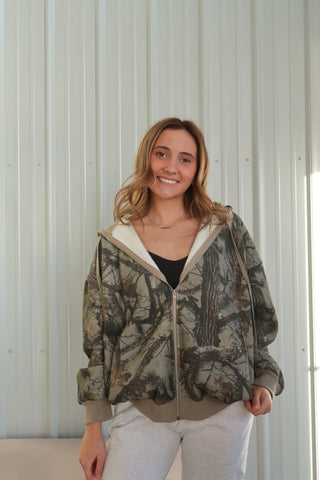 Clay Camo Staple Oversized Zip-Up Hoodie