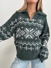 Load image into Gallery viewer, Snowflake Oversized Sweater Quarter Zip
