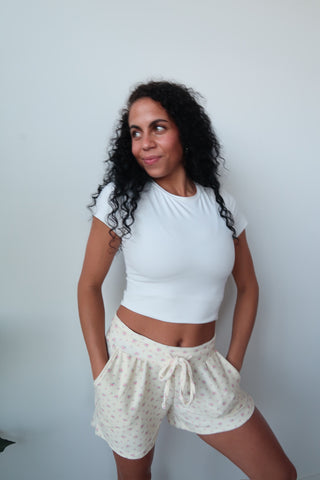 Vintage Flower Drawstring Shorts