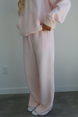 Pale Pink Staple Long Wide Leg Sweatpants