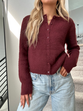 Burgundy Button Down Cardigan