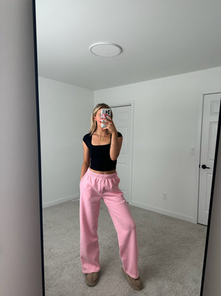 Long Blush Staple Wide Leg Sweatpants