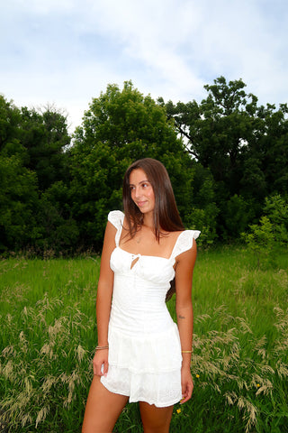 White Mini Dress w/ Tie Front