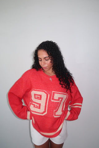 Cozy Knit “97” Varsity Pullover