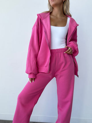 Fuchsia Staple Oversized Zip-Up Hoodie