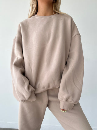 Taupe Staple Oversized Crewneck