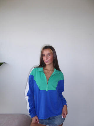 Blue & Green Combo Half Zip