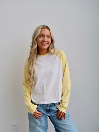 Yellow/White Baseball Long Sleeve Tee