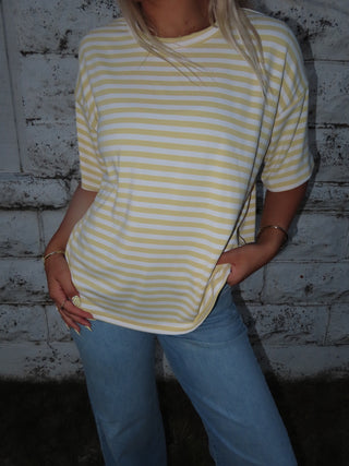 Yellow Short Round Neck Oversized Tee Shirt