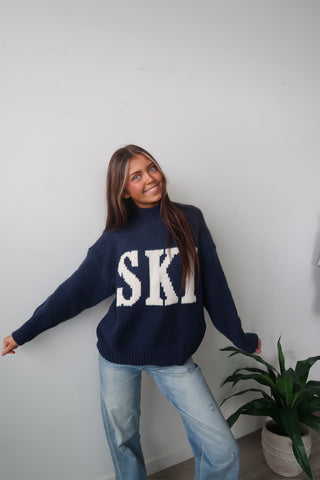 Navy & White Ski Knit Sweater