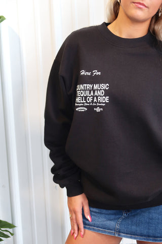 Los Sundays Tequila “The Hell Of A Ride Crewneck” - Black